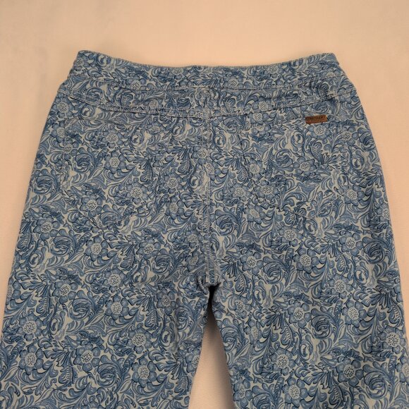 Rock & Roll Denim Bargain Button Flare Jeans 31x32 Blue Floral - Picture 6 of 10